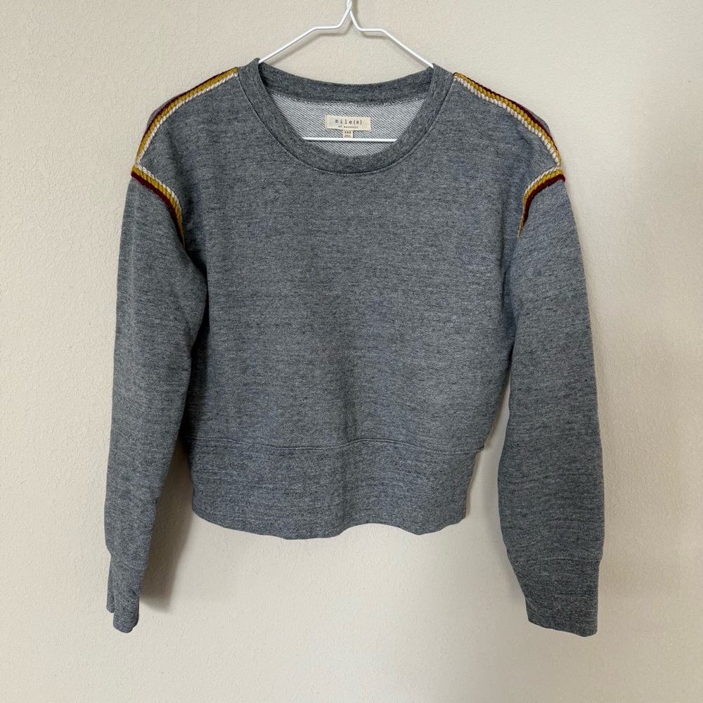 Miles by‎ Madewell Embroidered-Trim Crop Sweatshirt Size XXS